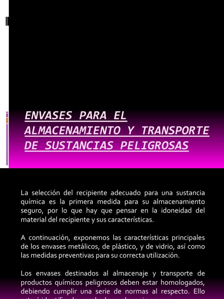 Envases para El Almacenamiento y Transporte de Sustancias | PDF | El ...