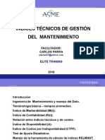 Indices Técnicos de Gestión de Mantenimiento