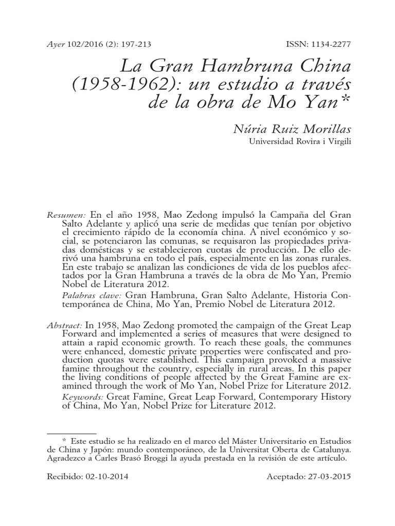 La Gran Hambruna China (1958-1962) | PDF | Gabriel García Márquez | Mao Zedong