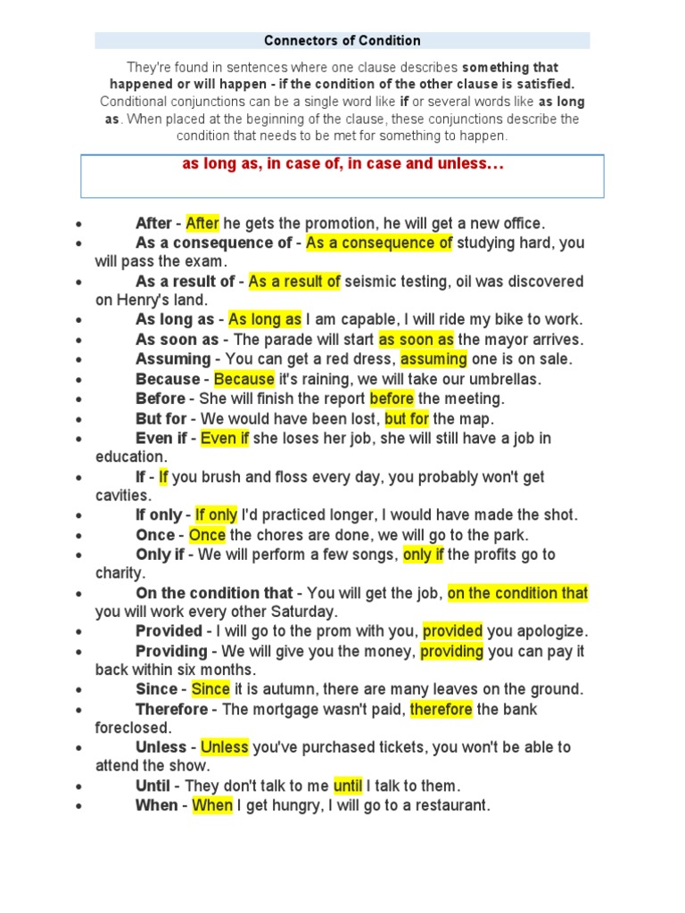 Conditional Conjunctions Explained | PDF | Business