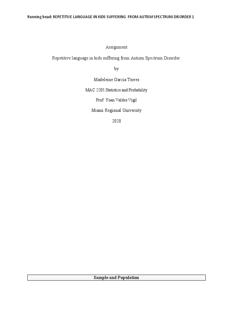 Assignment Repetitive Language in Kids Suffering From Autism Spectrum ...