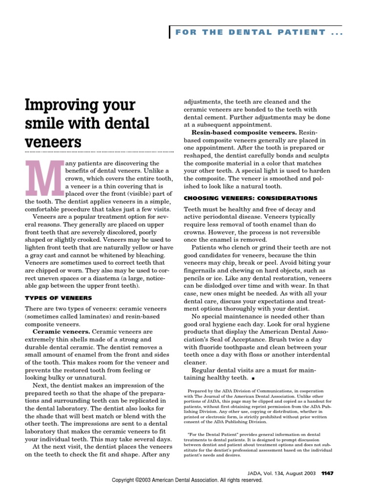 Improving Your Smile With Dental Veneers | PDF | Oral Hygiene | Dentistry