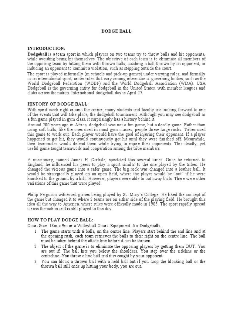 Dodgeball Is A Dodge Ball PDF Team Sports Sports Rules And