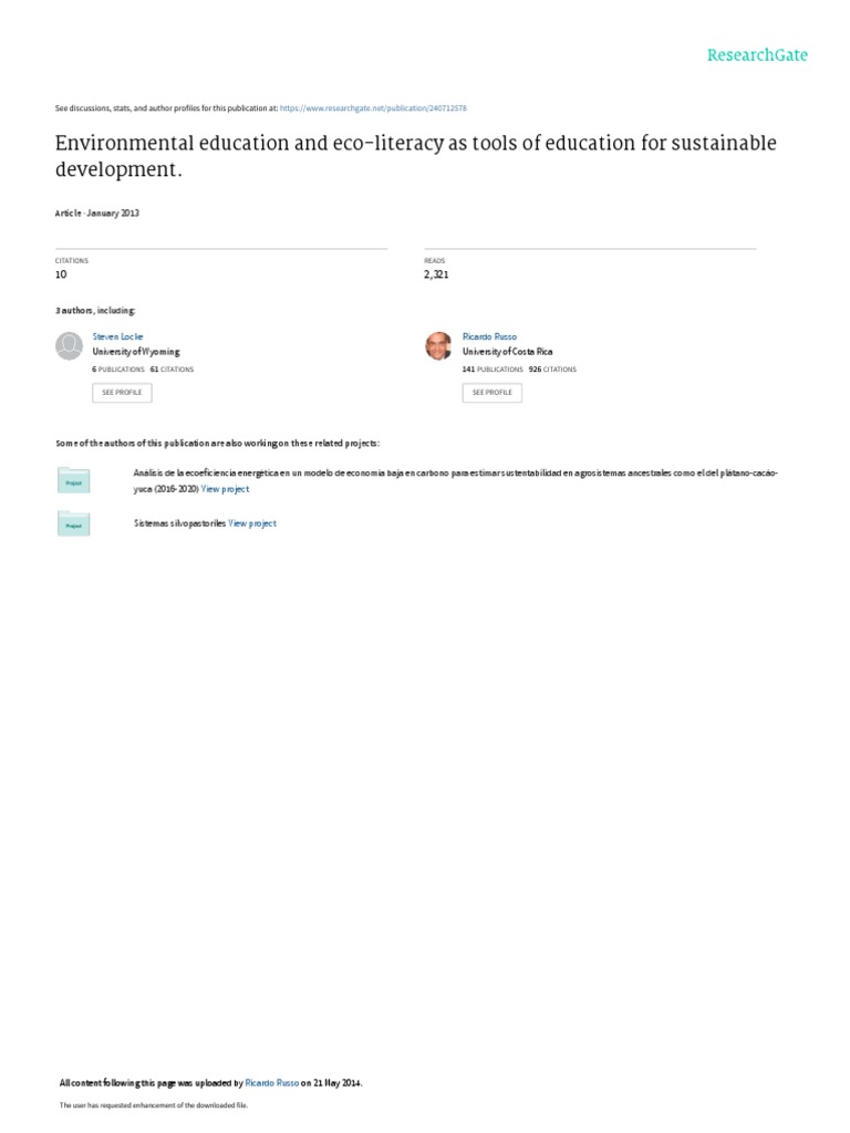 Eco-Literacy for Sustainable Education | PDF | Sustainability ...