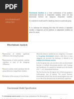 Discriminant Analysis: Discriminant Functions Is A