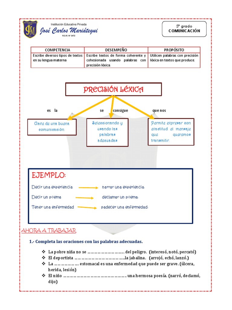 Ejercicios de Precisión Léxica | PDF | Artes del Lenguaje y Comunicación