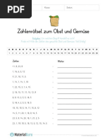Zahlenratsel Zum Obst Und Gemuse