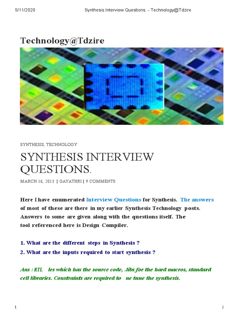 Synthesis Interview Questions. - Technology@Tdzire | PDF | Compiler ...