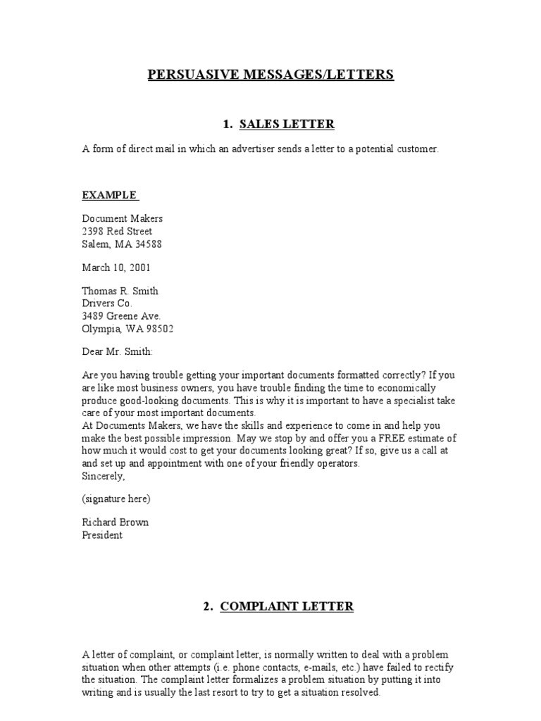 Example of Sales Persuasive Letter  Invoice  Credit Card