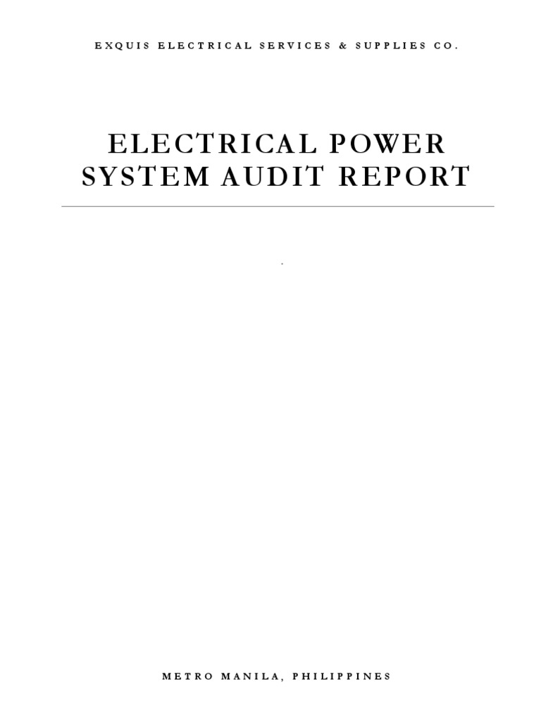 Exquis Engineering - Electrical Power System Audit Sample Report PDF