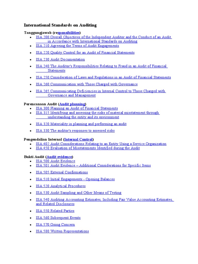 Overview of International Auditing Standards | PDF | Internal Control ...