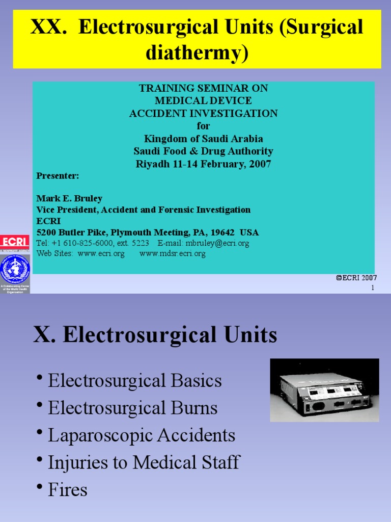 XX. Electrosurgical Units (Surgical Diathermy) PDF Medical Specialties Medicine