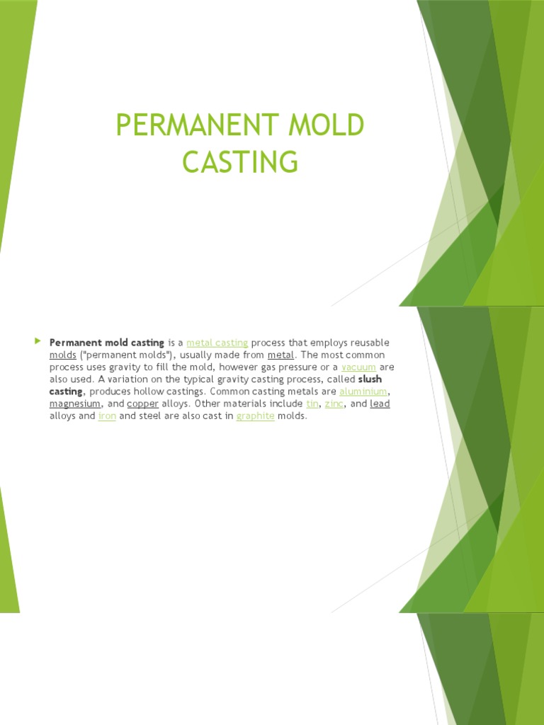 Overview of Permanent Mold Casting | PDF | Casting (Metalworking) | Crafts