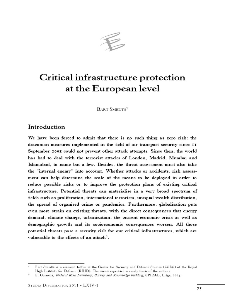 EU Critical Infrastructure Security | PDF | European Union | Risk