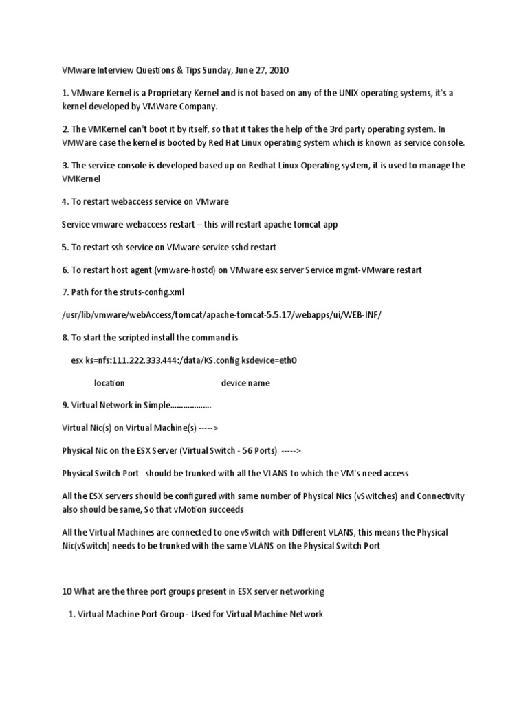 VMware Interview Questions & Insights | PDF | V Mware | Virtual Machine