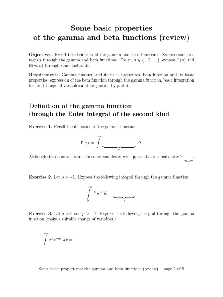 Gamma and Beta Functions Overview | PDF | Complex Analysis | Analysis