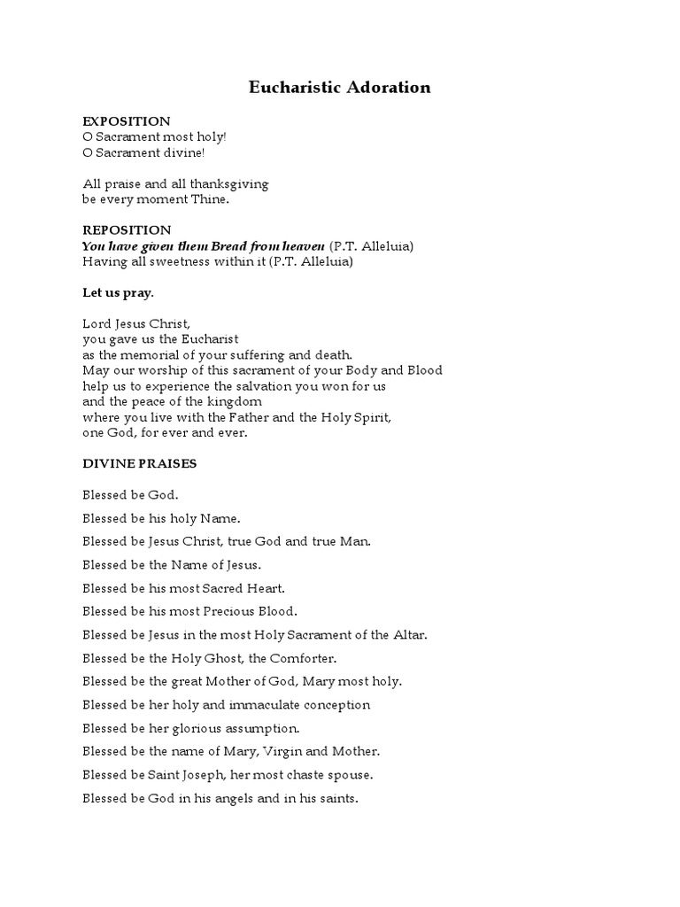 Eucharistic Adoration Pdf