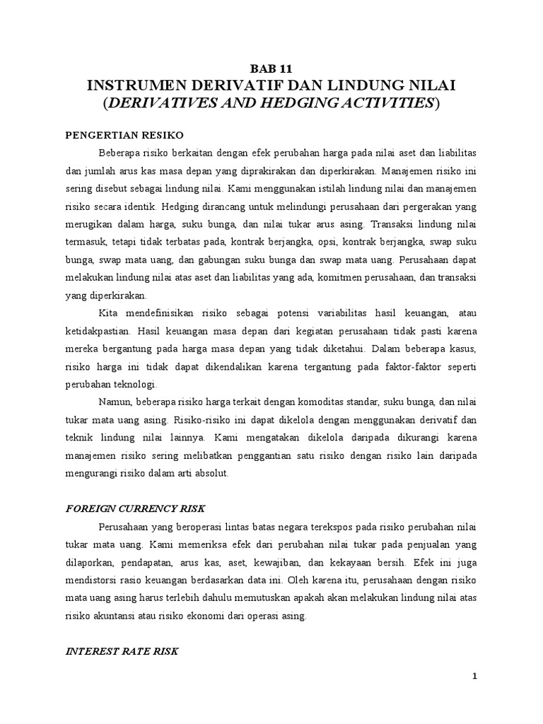 Bab 11 Instrumen Derivatif Dan Lindung Nilai