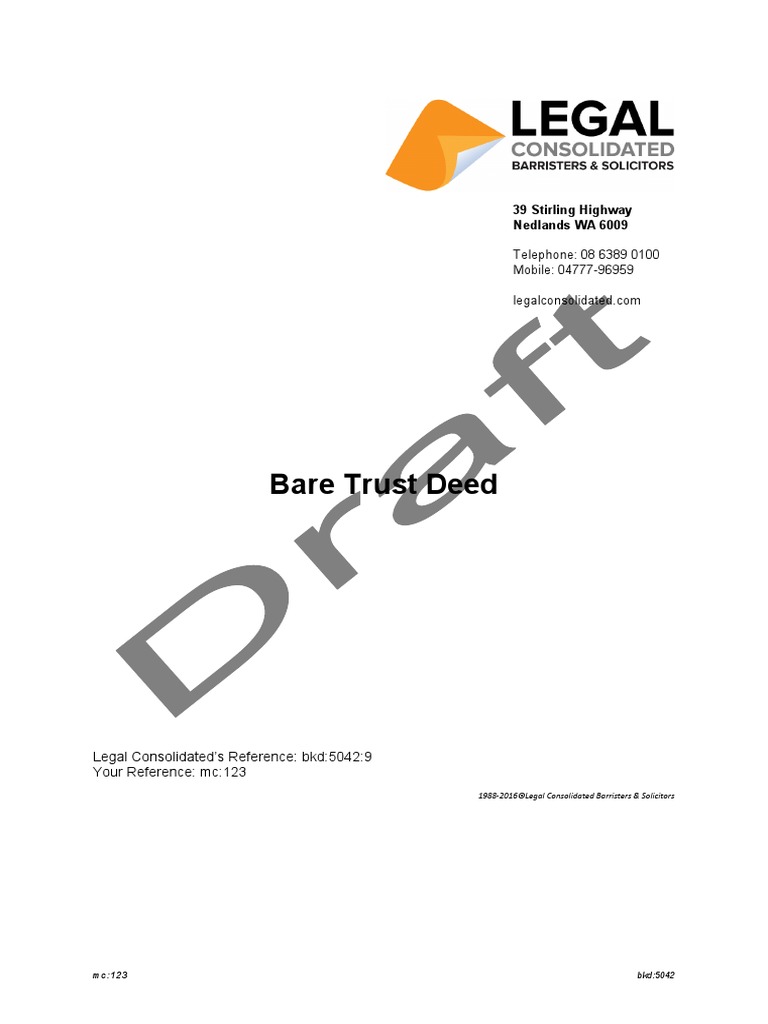 Bare Trust Sample Document For Splash Page PDF PDF Trust Law