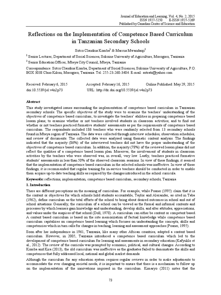 Competence Based Curriculum | PDF | Lesson Plan | Curriculum