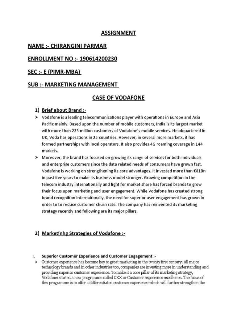 Vodafone Case Study Pdf Brand Customer Experience