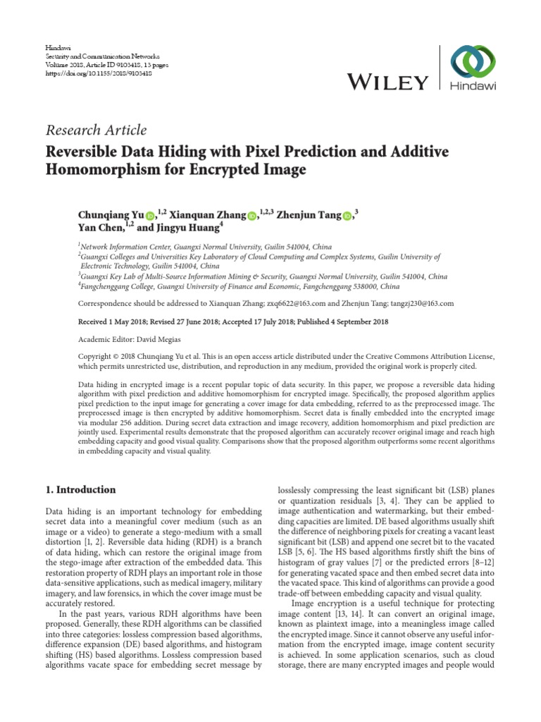 Reversible Data Hiding With Pixel Prediction and A PDF | PDF | Data ...