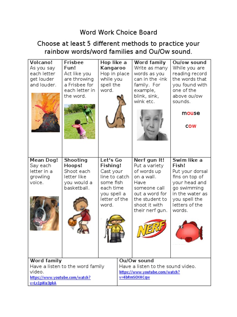 Word work choice board may 18 22 pdf