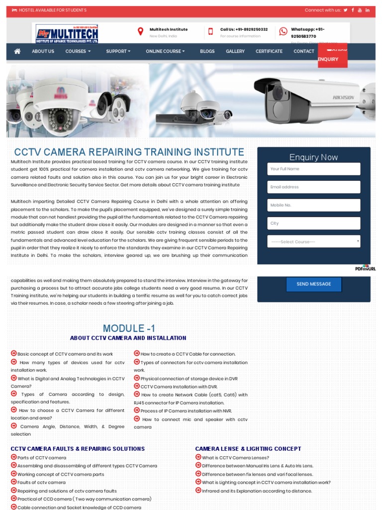 CCTV Camera Repairing Course - CCTV Camera Repairing Institute - CCTV ...