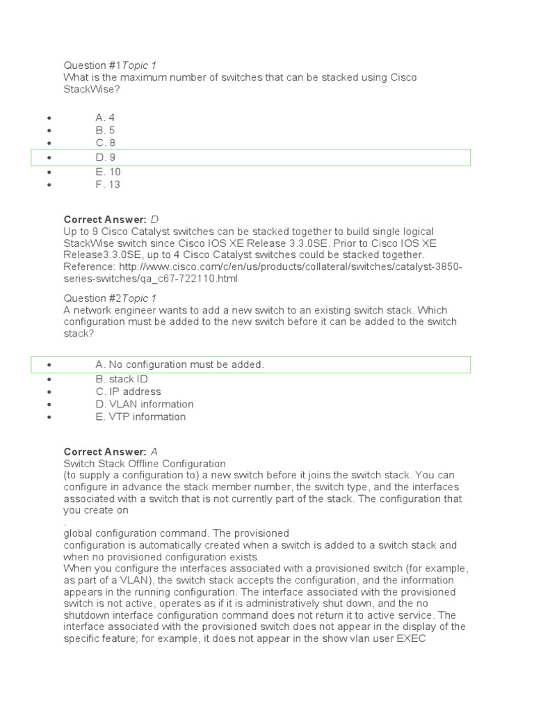 Examen Switching CCNP | PDF | Network Switch | Computer Network