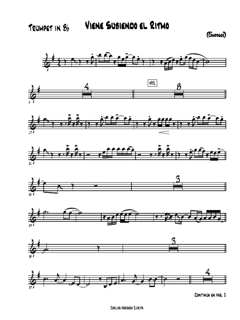Viene Subiendo El Ritmo - Trumpet in BB PDF | PDF