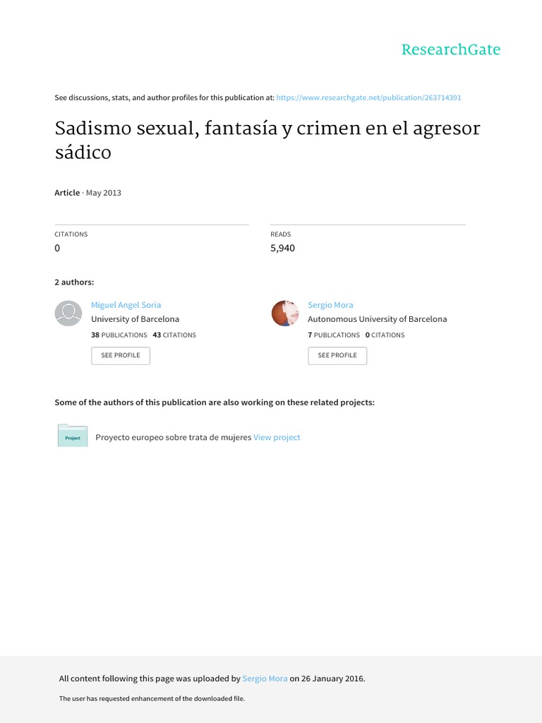 Sadismo Sexual Fantasia y Crimen en El Agresor Sadico | PDF | La ...