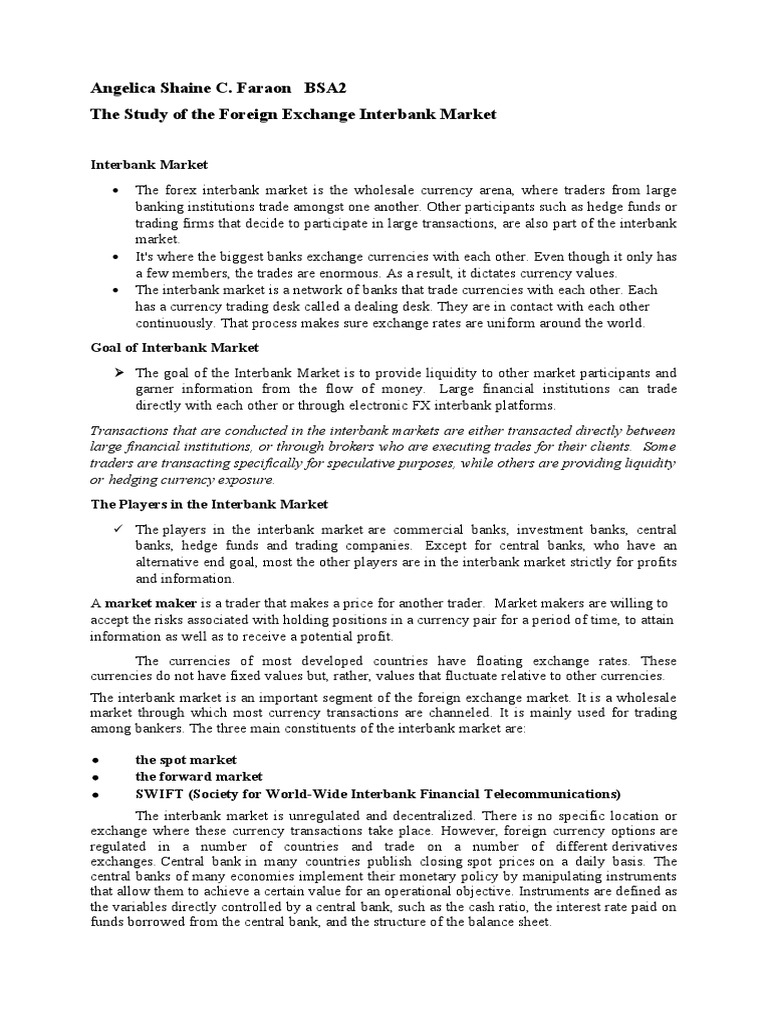 Forex Interbank Market Overview | PDF | Interbank Lending Market ...