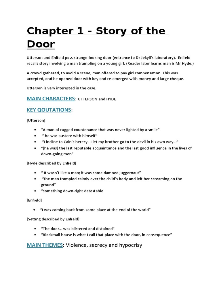 Jekyll And Hyde Chapter Summaries Pdf Strange Case Of Dr Jekyll And