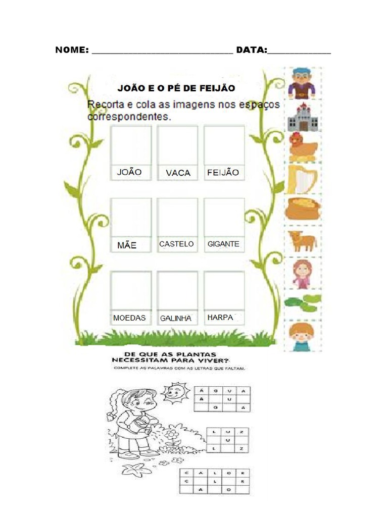 Atividades João e o Pé de Feijão | PDF