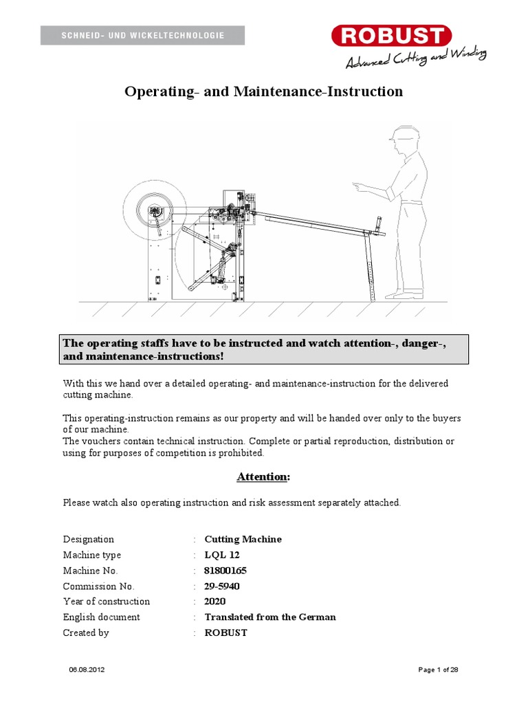04 - Operating Instruction | PDF | Screw | Knife