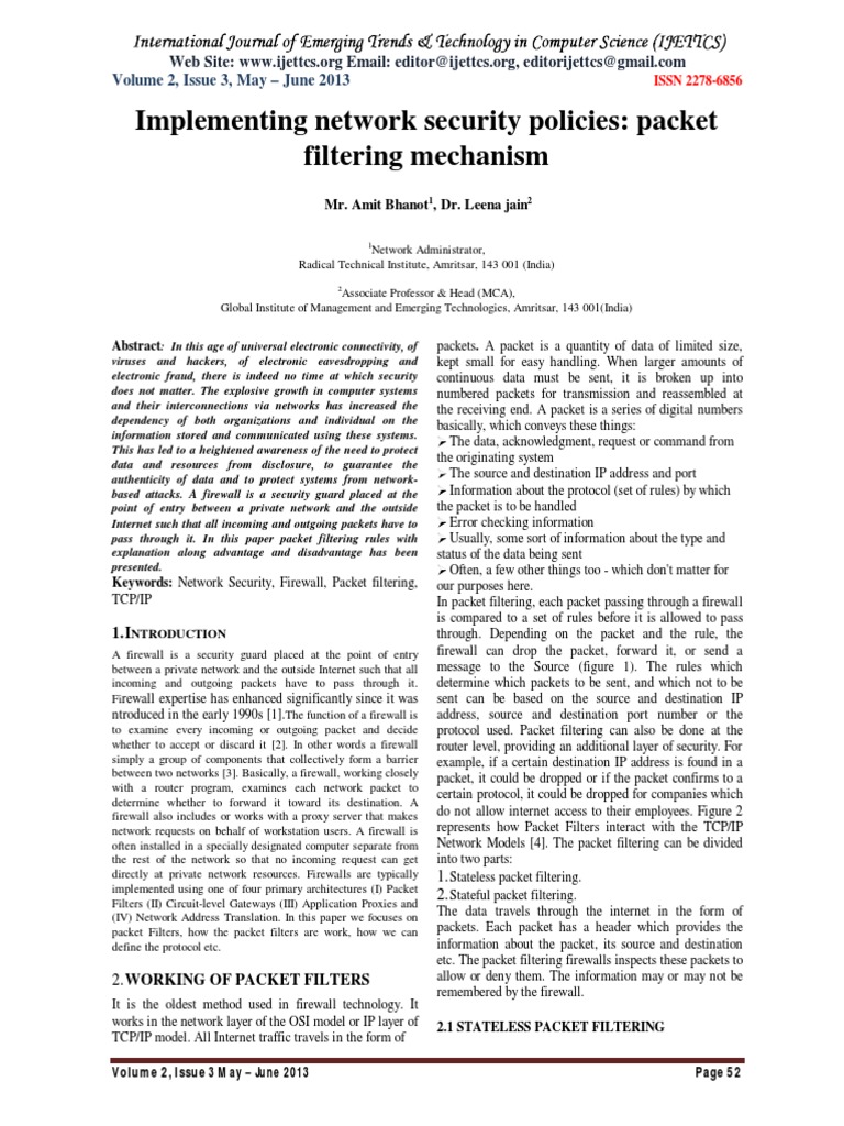 Understanding Packet Filtering Firewalls | PDF | Firewall (Computing ...