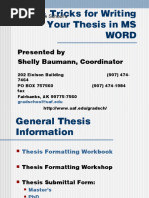 Tips & Tricks For Writing Your Thesis in MS Word: Presented by Shelly Baumann, Coordinator