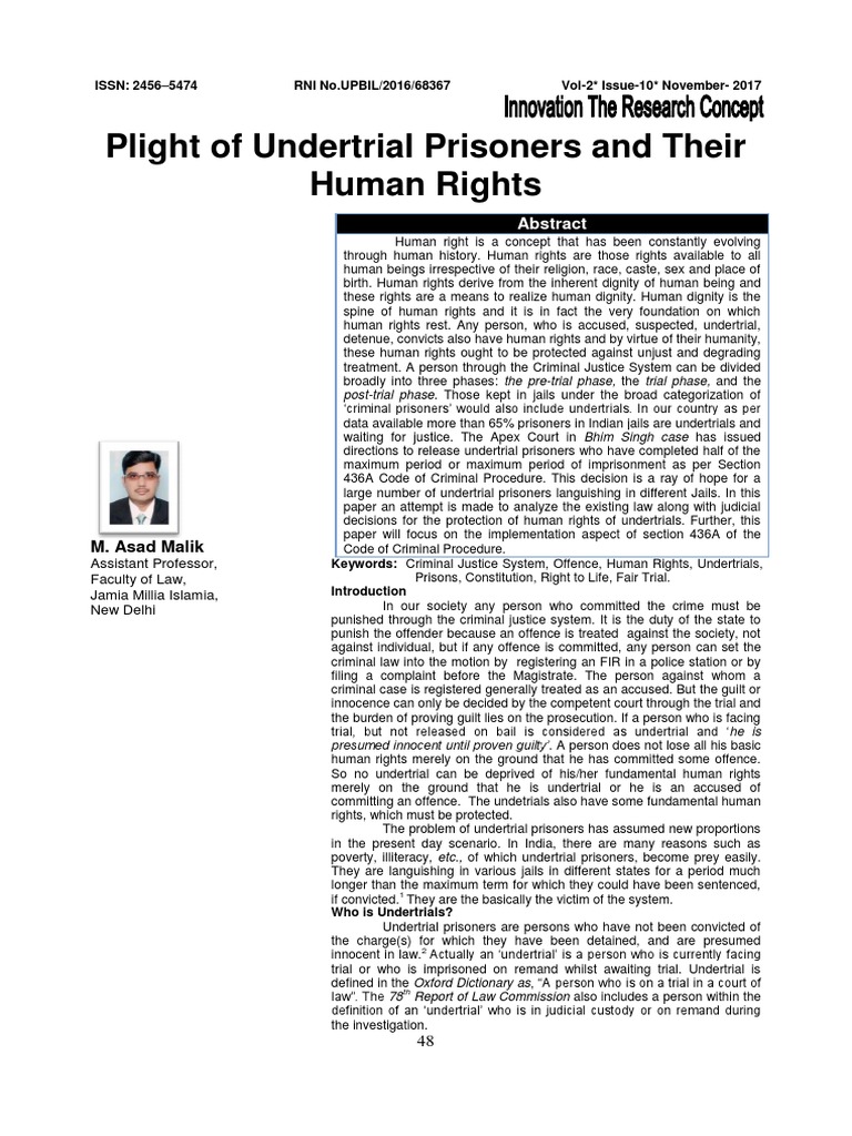 Protecting the Human Rights of Undertrial Prisoners Analyzing