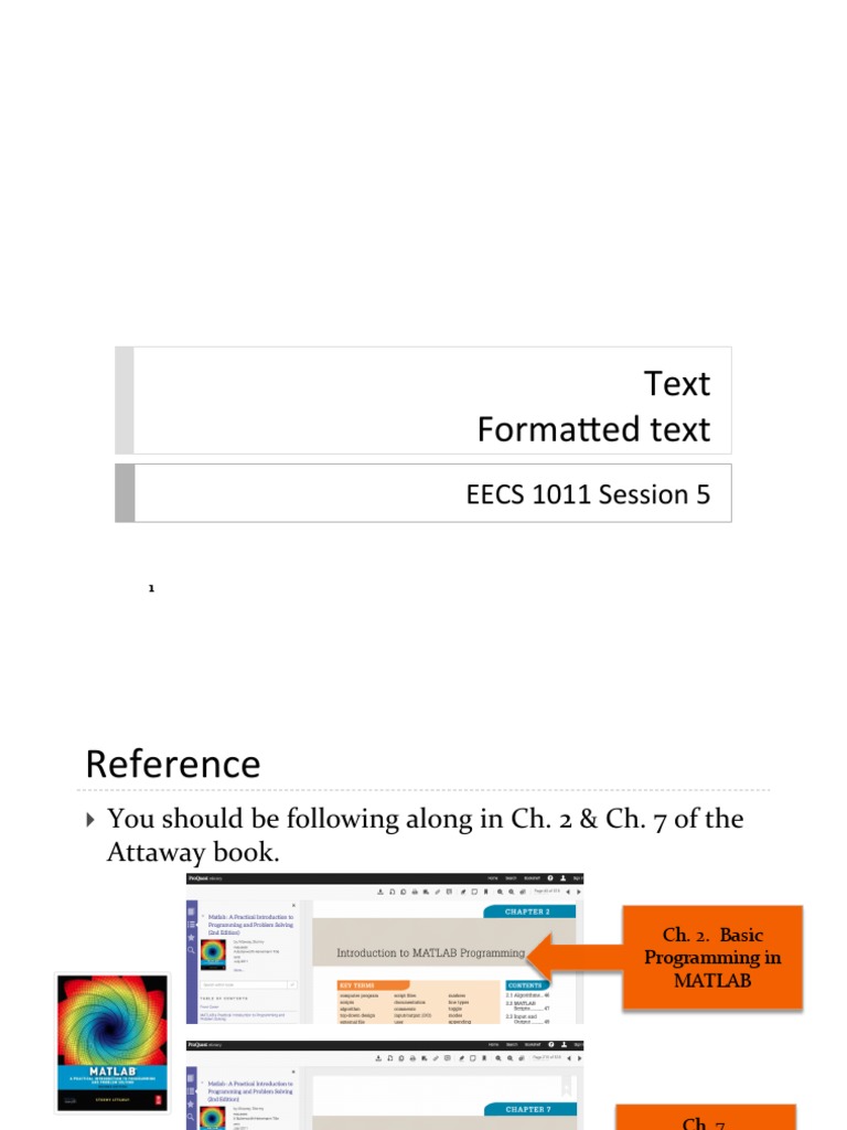 Lesson 5 - Text in Matlab | PDF | String (Computer Science) | Matlab