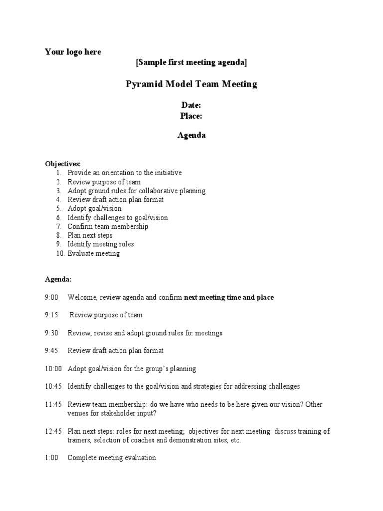 Pyramid Model Team Meeting Agenda | PDF