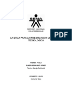 La Etica para La Investigacion Cientifica Y Tecnologica: Andrea Paola Elmer Hernández Gómez Técnico Manejo Ambiental