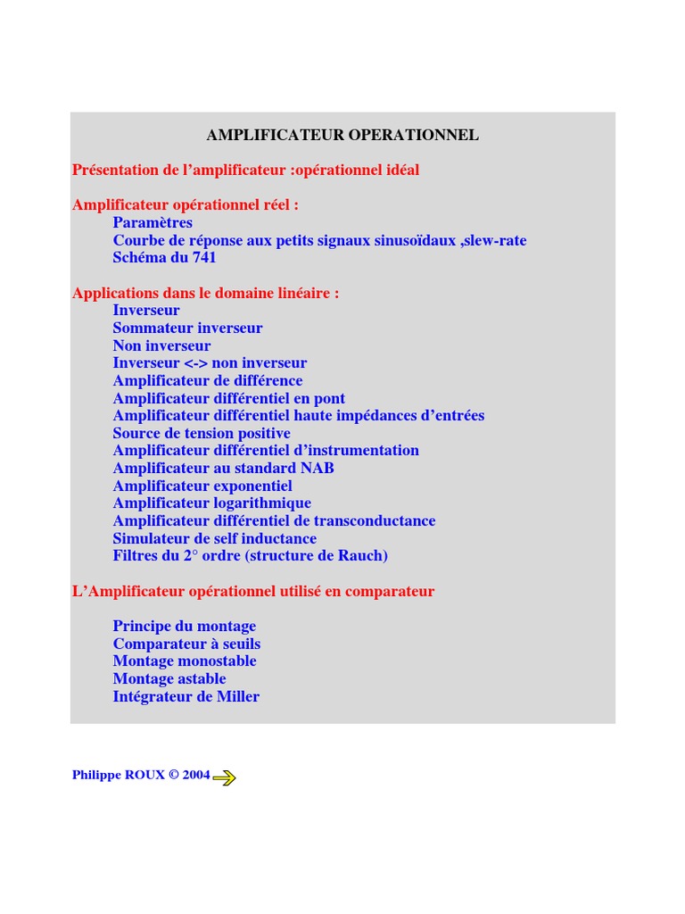 Amplificateur Opérationnel PDF | PDF | Amplificateur opérationnel ...