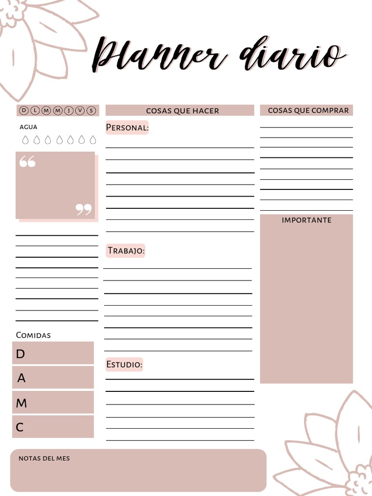 Diario De Comidas Pdf Planner Diario PDF | PDF