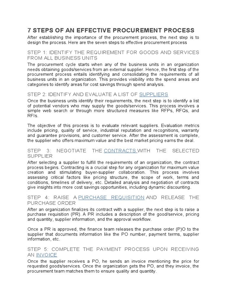7 Steps for Effective Procurement Process | PDF | Procurement | Supply ...