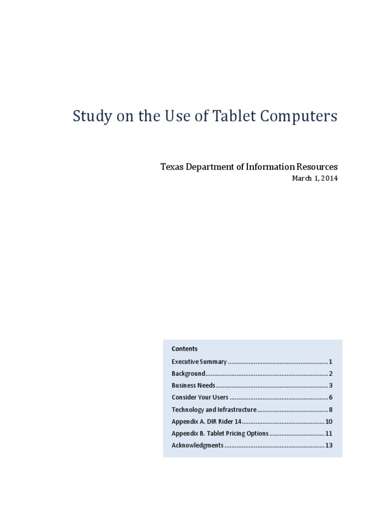 Study On The Use of Tablet Computers | PDF | Tablet Computer | Laptop