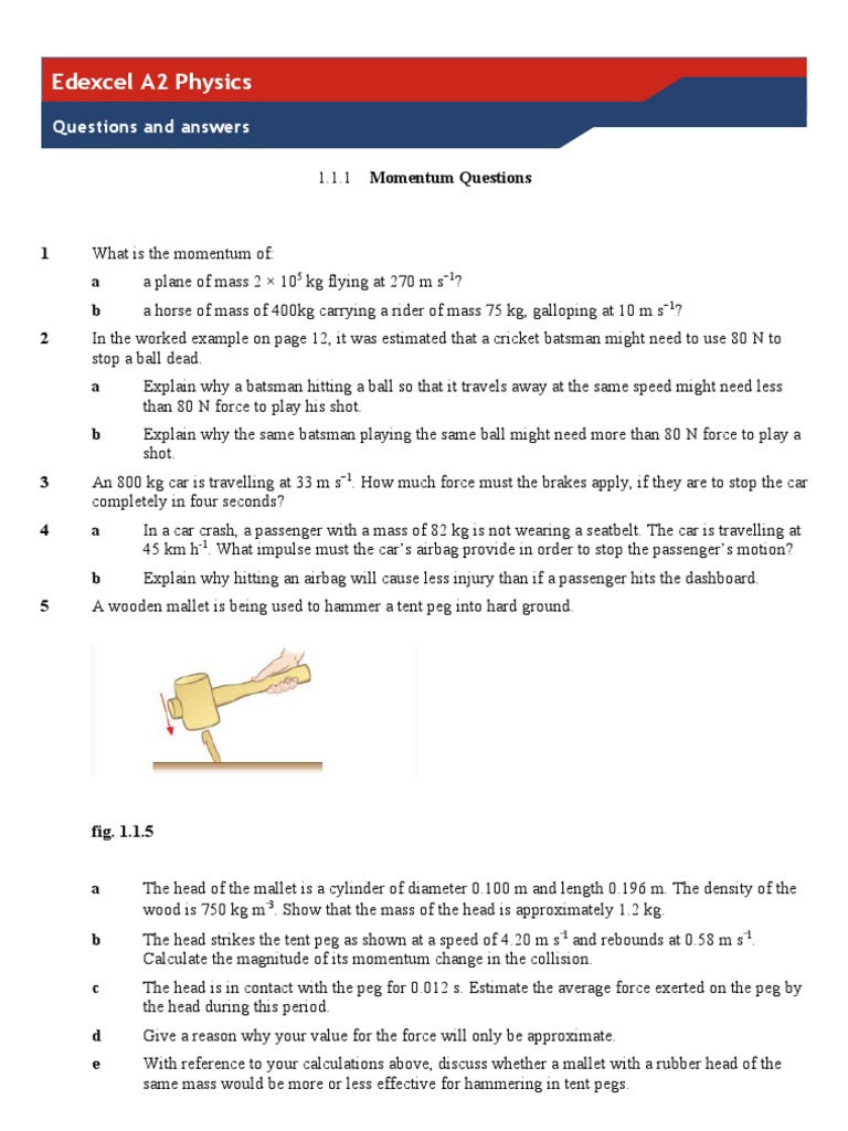 A Level Physics Momentum Questions | PDF | Collision | Electronvolt