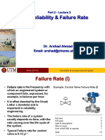 Reliability & Failure Rate: Dr. Arshad Ahmad Email: Arshad@cheme - Utm.my
