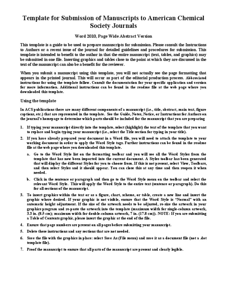 Template For Electronic Submission To ACS Journals | PDF 