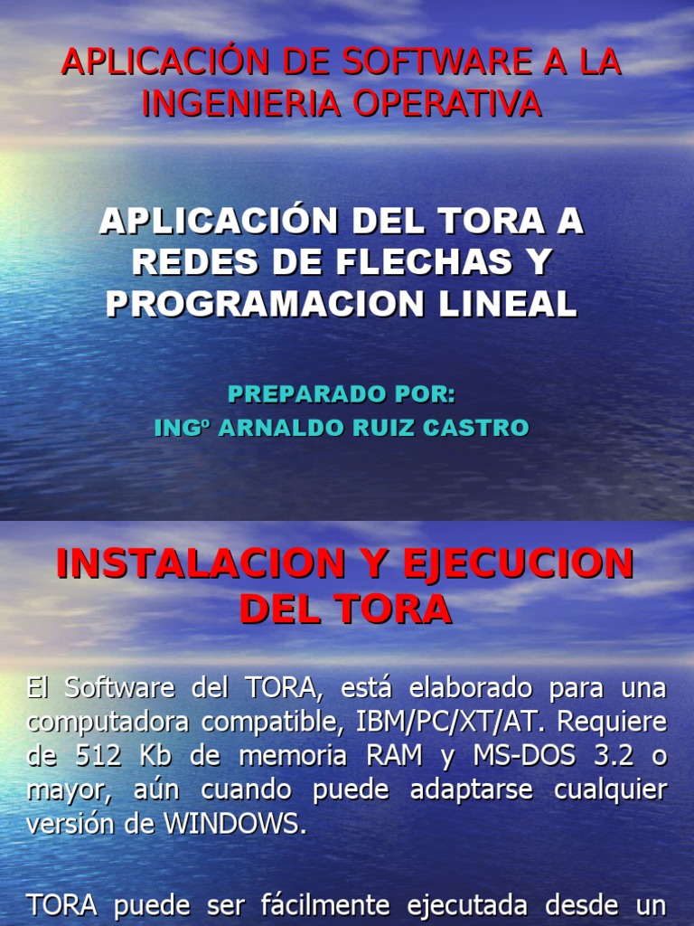 Aplicación del Software TORA en Ingeniería | PDF | Computadoras ...