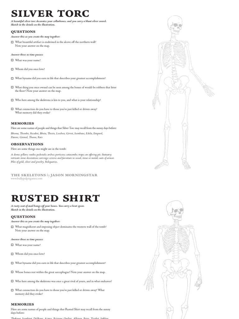 Questions: The Skeletons Jason Morningstar | PDF | Art Media